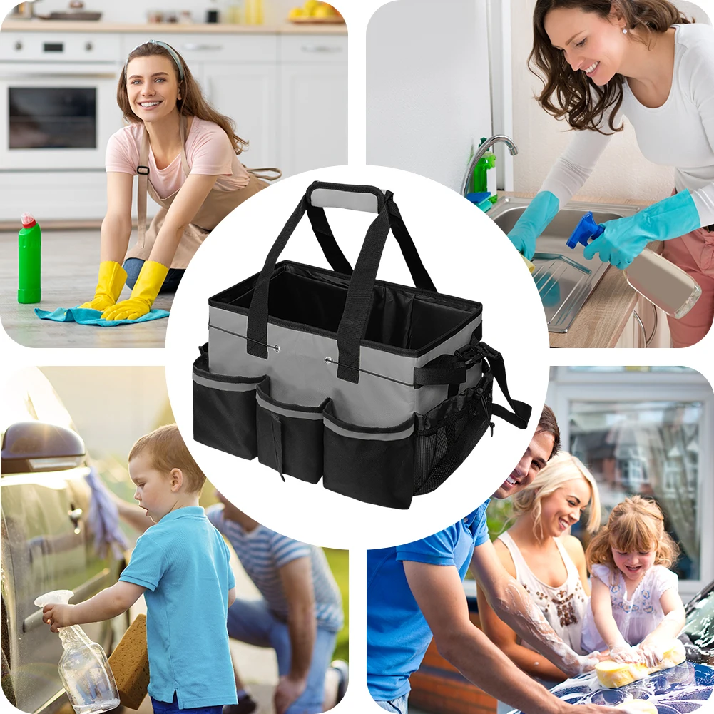 حقيبة تنظيف كبيرة جدًا مع منظم تنظيف متعدد الجيوب، حقيبة حمل قابلة للفصل، حقيبة تخزين مستلزمات تنظيف المطبخ #1