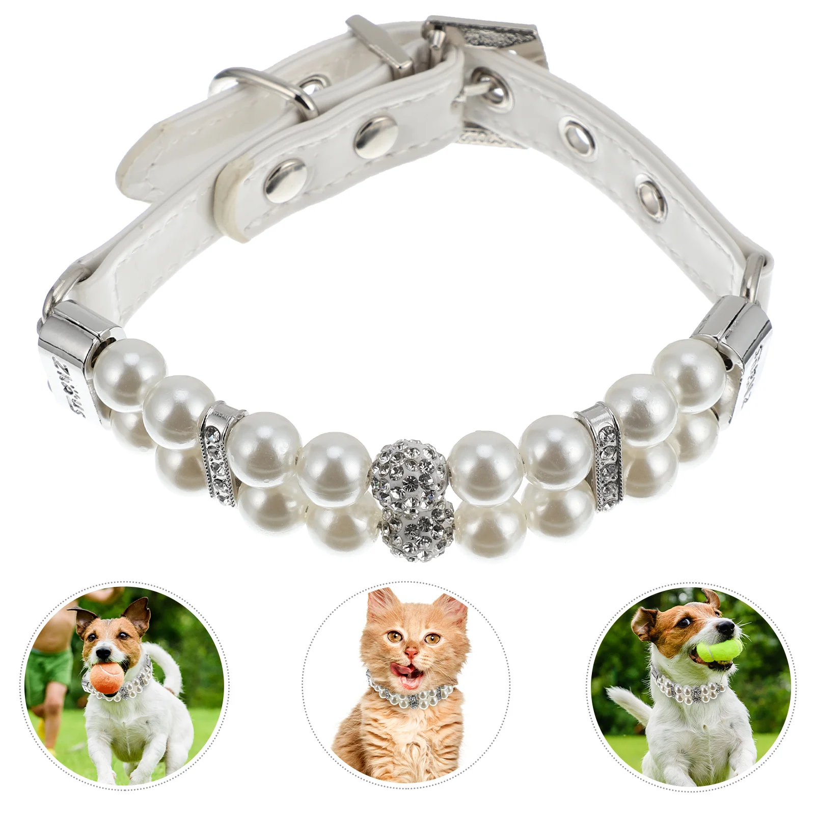 

Dog Pearl Collar With Leash Pu Pet Pearls Necklace For Puppy Birthday Party Wedding Costume Dog Jewelry Collar Pet