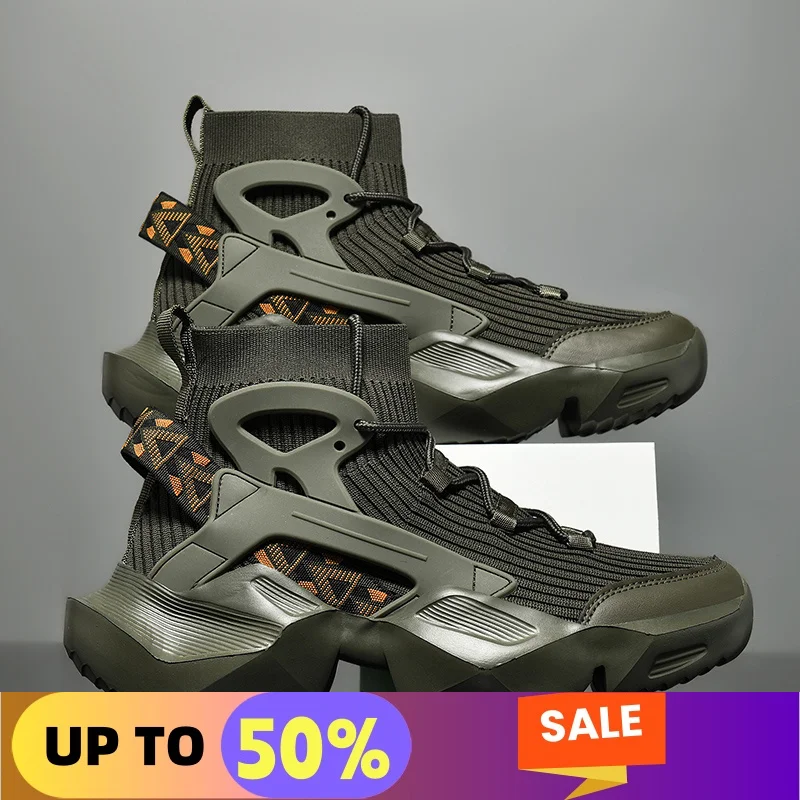 

Sneakers Men Sports Running Shoes Sock High Top Boots Punk Breathable Comfortable Athletic Casual Shoes for Men Hip hop Sneakers