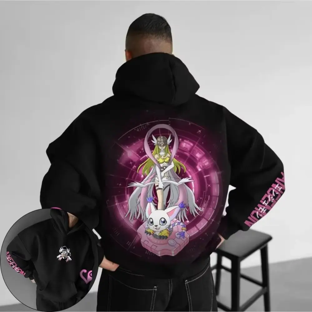 Unissex digimon anime oversized hoodie das mulheres dos homens streetwear casual pulôver moletom com capuz jaqueta outono inverno y2k roupas