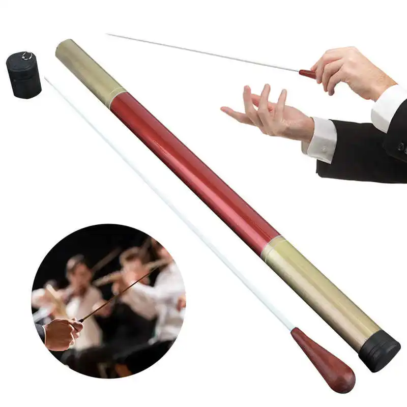 Bastón de madera de 38cm y 15 pulgadas, palo de Conductor de banda, Director de música, Director de música, concierto, conducción, mango de palisandro con tubo