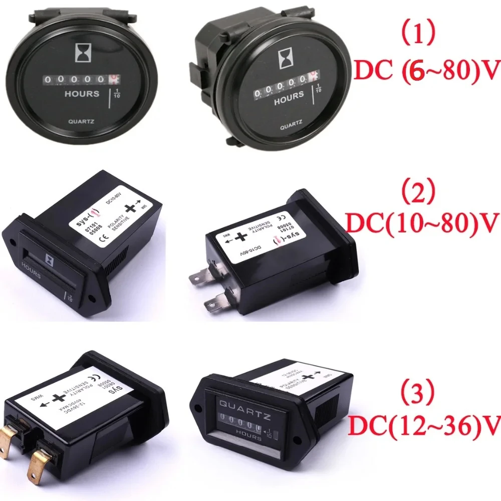 Medidor de Hora para o Motor do Barco Carro Caminhões Hourmeter Mecânico Contador Temporizador Medidor da Hora do Dígito 6v80v 12v36v 10v90v 1pc