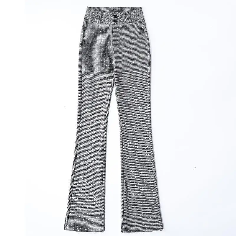 Pantalones de primavera y otoño para Mujer, Pantalón recto de cintura alta, con campana, J03, 2024