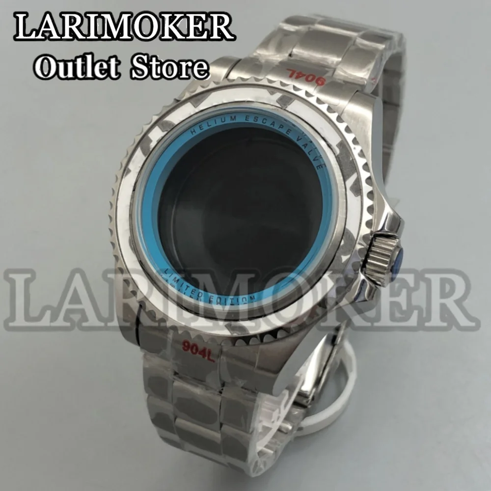 LARIMOKER 43mm Stainless steel Gas valve Watch case set fit NH35 ETA2824 PT5000 Miyota movement Multicolor Inner Shadow Circle