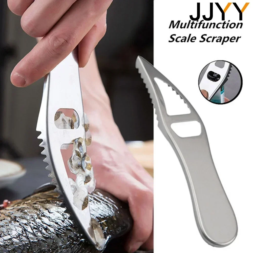 Multifunctional Fish Scale Planer Bottle Opener Kitchen Stainless Steel Portable Cork Peeler Fish Scale Scraper