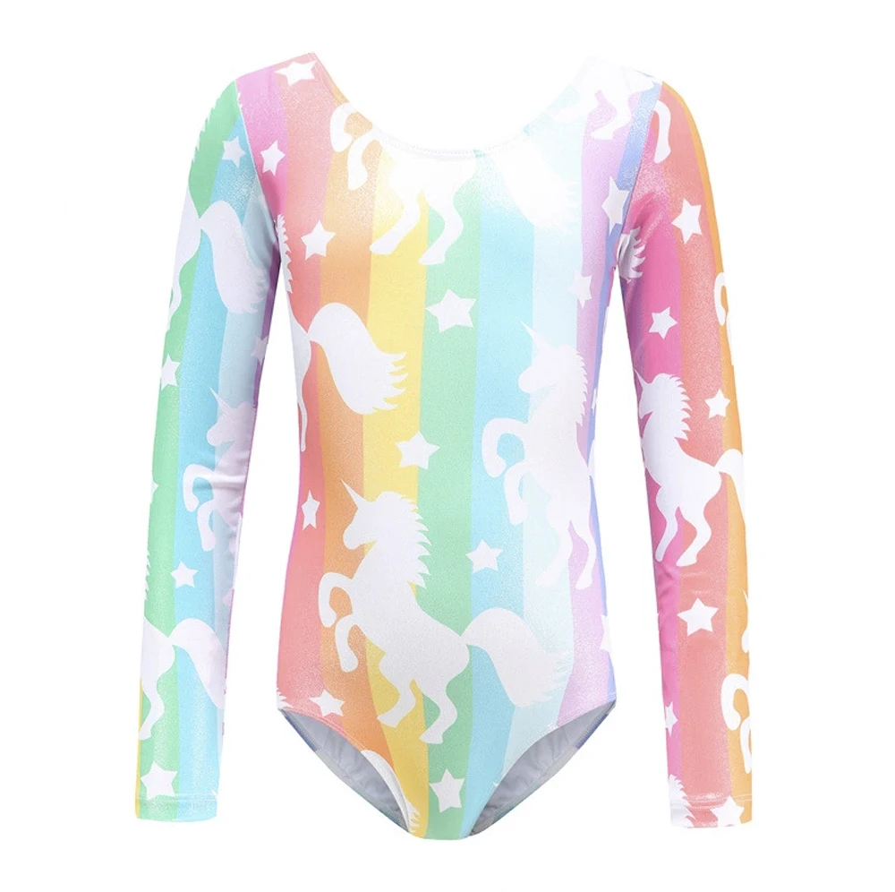 

Блестящие трико для девочек, балетные костюмы из спандекса и металлик, блестящие детские гимнастические тренировочные костюмы с длинными рукавами, одежда для балета и танцев