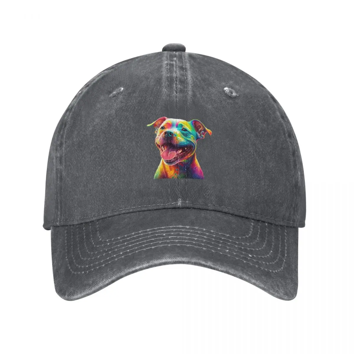 Border collie bull staffy dog happy smiling Baseball Cap New In The Hat funny hat Hood Anime Hat Women's Beach Men's