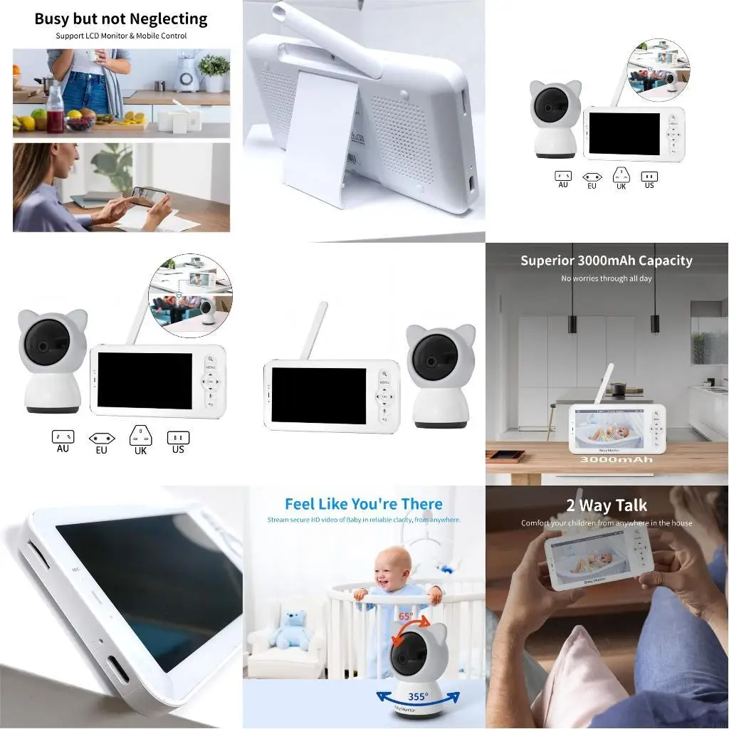 

Камера B5 для няни с дистанционным мониторингом, 5-дюймовый ЖК-дисплей, двусторонняя связь, беспроводная Wi-Fi радионяня L8RB