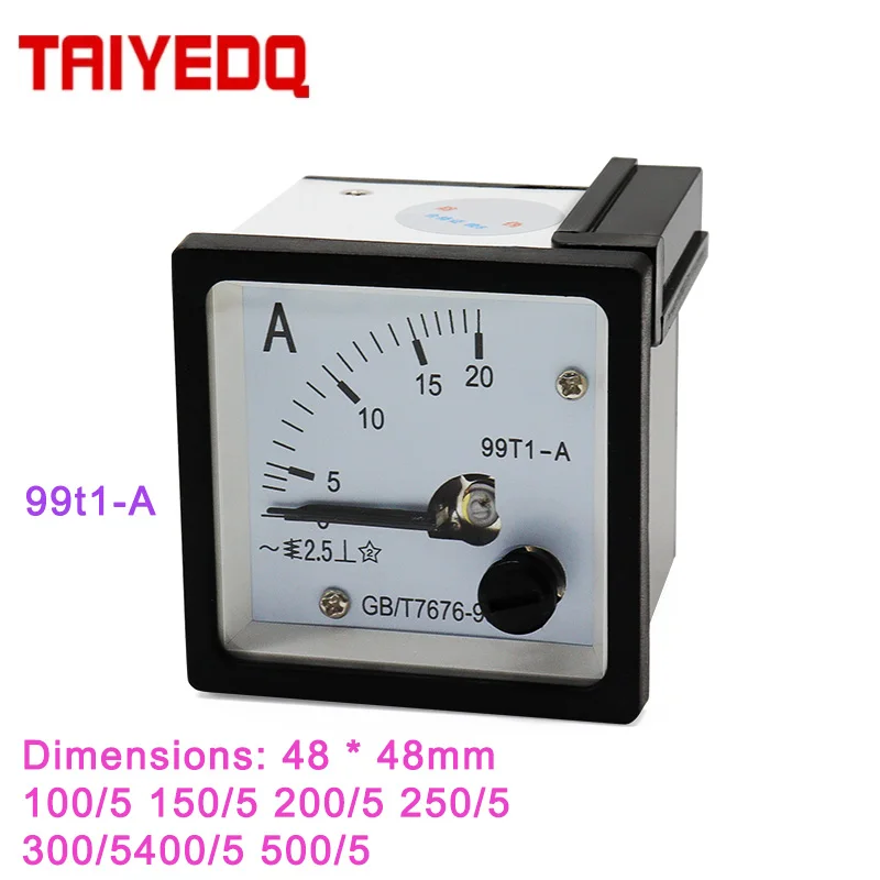 99T1-A Analog Panel Ammeter Ampere Analog Current Meter 99T1 AC 10A 30A 50A 100A 150A 200A 250A 300A 400A 500A