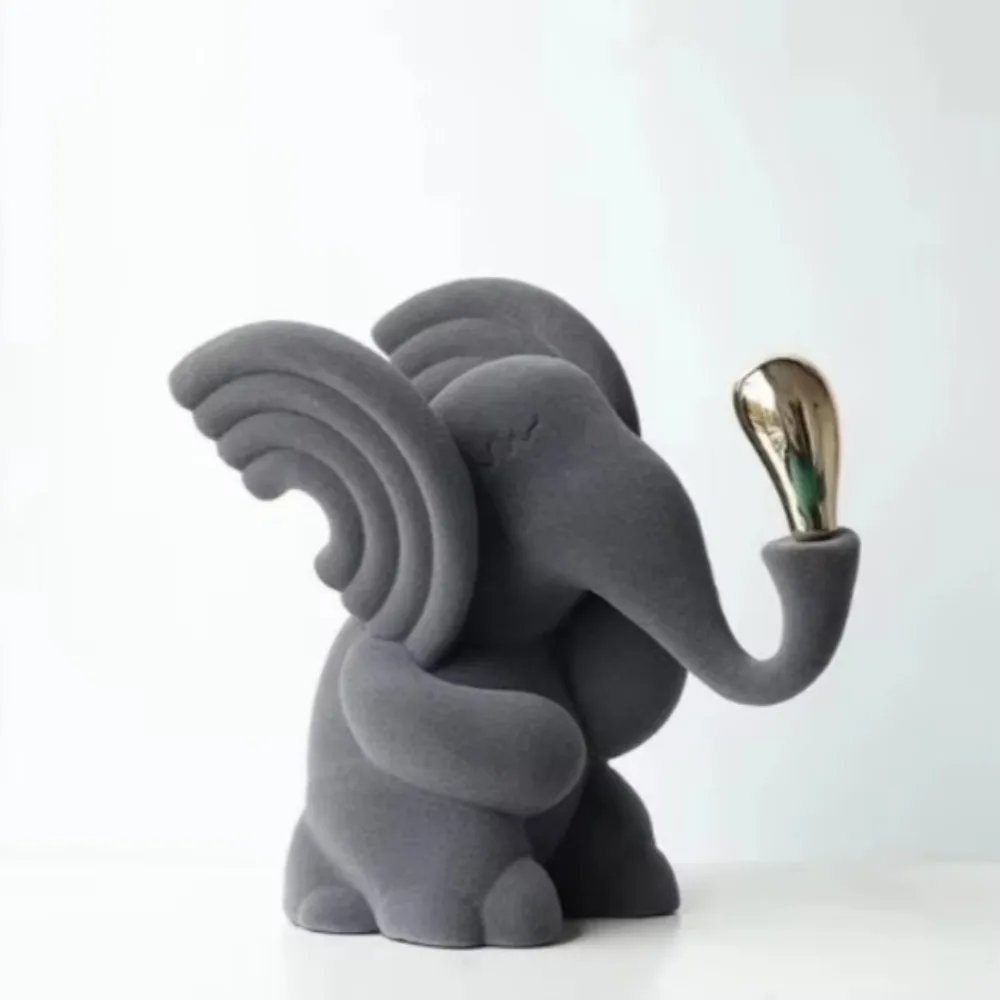 Modern minimalist creative resin electroplating elephant sculpture decoration living room bedroom office craft decoration