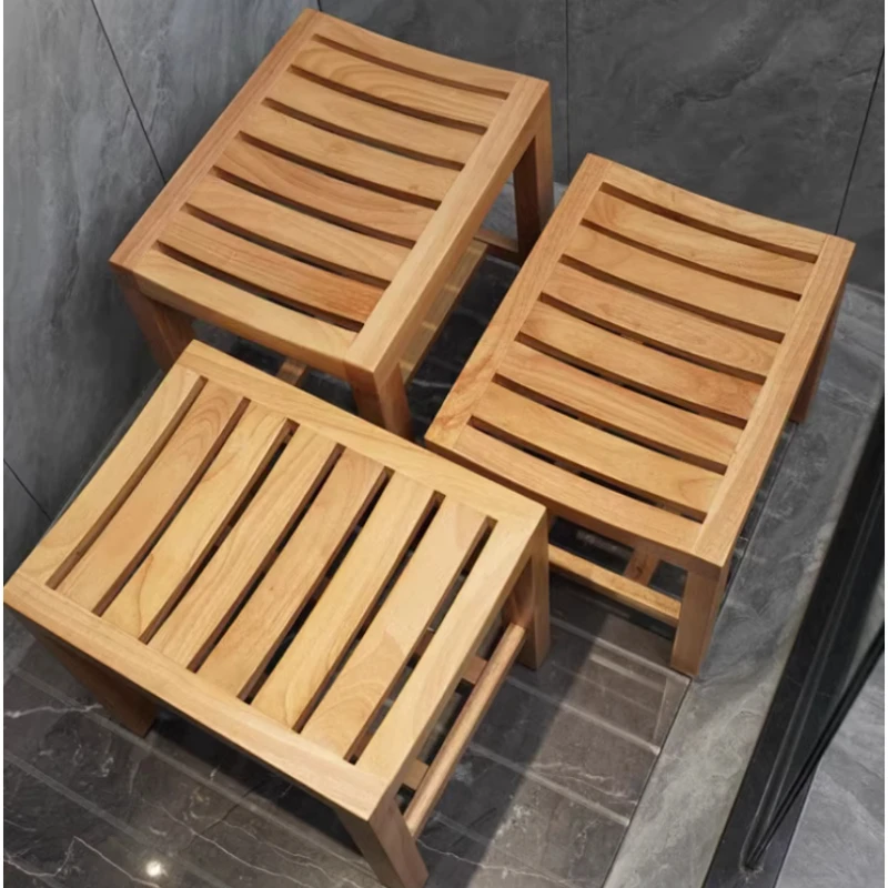 

Solid Wood Shower Seat Low Height Stool for Elderly and Pregnant Women Waterproof Bath Stool Anti-Corrosion Durable Shoe Bench