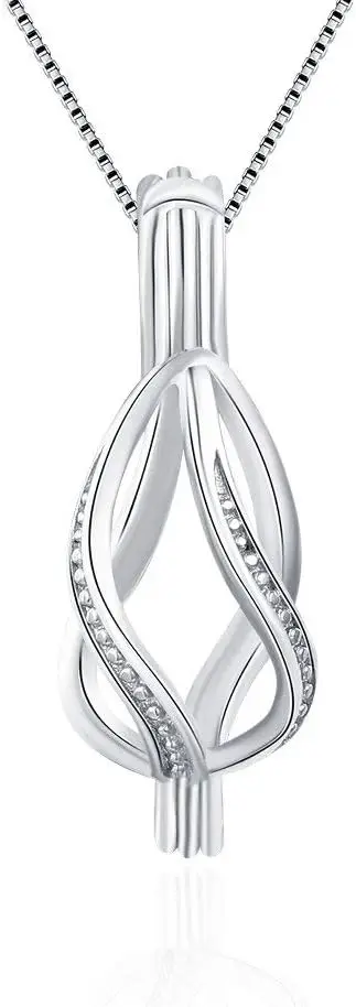 

Sterling Silver Cage Pendant for Women, Twisted Waterdrop Design, Pearl Jewelry Making, Essential Oil Diffuser Lockets