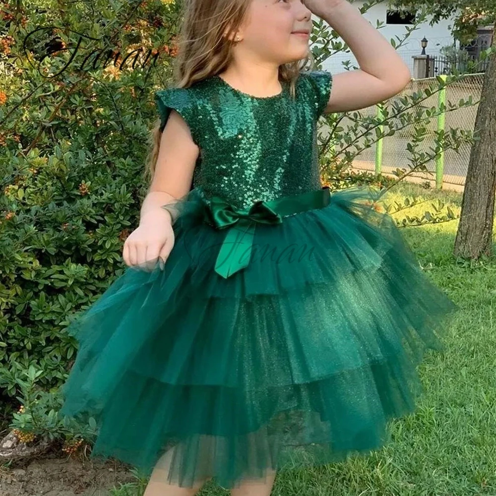 Kind für Hochzeits feier Geburtstags kleid A-Linie Tüll ärmellose Rüschen Bogen Patchwork Blumen mädchen es Kinder