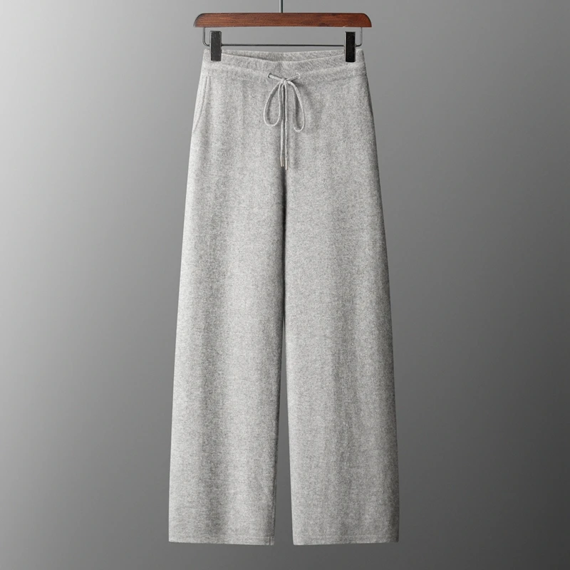 

Мужские широкие брюки Свободные вязаные брюки с эластичной резинкой на талии Брюки из 100% мериносовой шерсти Деловые повседневные мужские брюки Весна Осень Тонкие