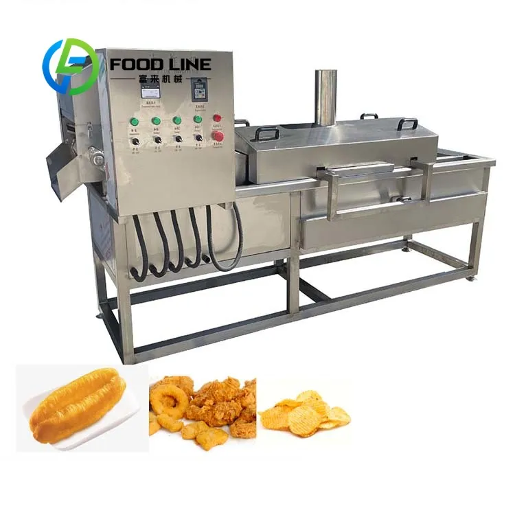 Customized Industrial Continuous Frying Machine for French Fries Onion Plantain Chips Peanut Deep Fryer Production Line