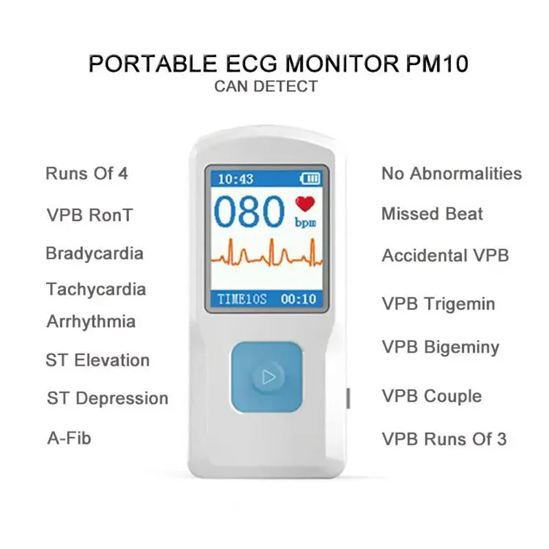 Bluetooth Portable Handheld ECG EKG Monitoring PM10 Electrocardiogram Digital Electronic Multi-functional Visual ECG Machine