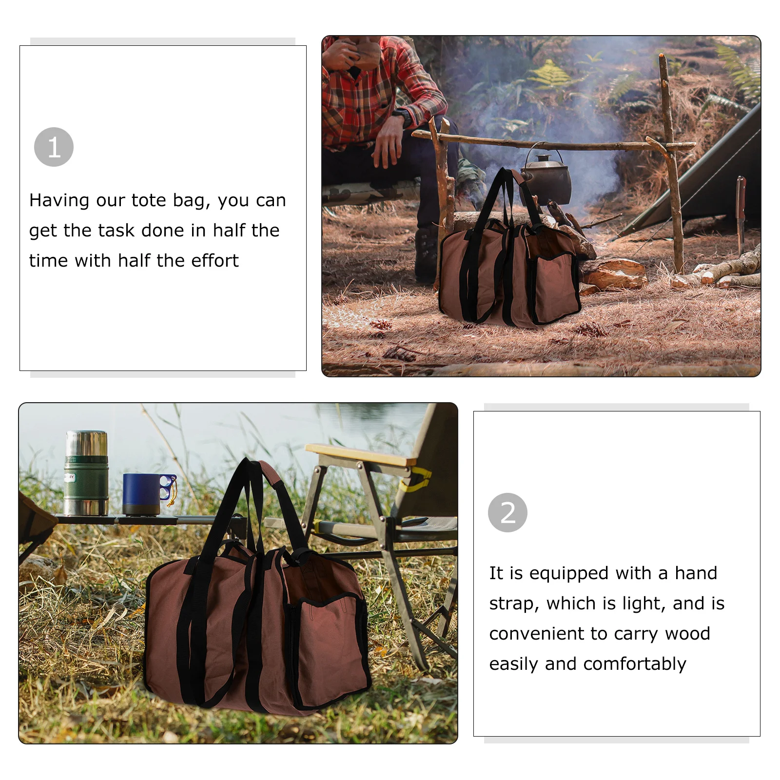 

Collapsible Firewood Storage Bag Canvas Logging Tote for Outdoor Camping Wood Carry Pouch Large Capacity Foldable Firewood