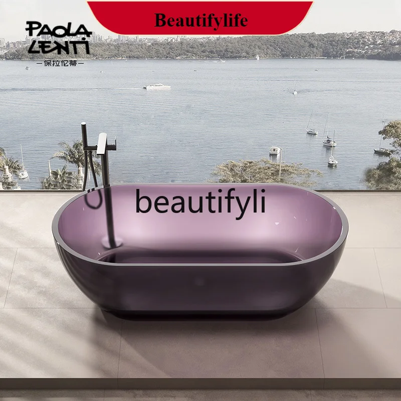 

F56 Independent integrated resin transparent bathtub Home hotel, B & B double color bathtub