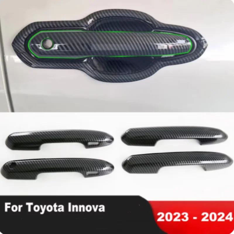 For Toyota Innova  2023 2024 Carbon Fiber Car Side Door Handle Cover Trim Molding Garnish Accessories