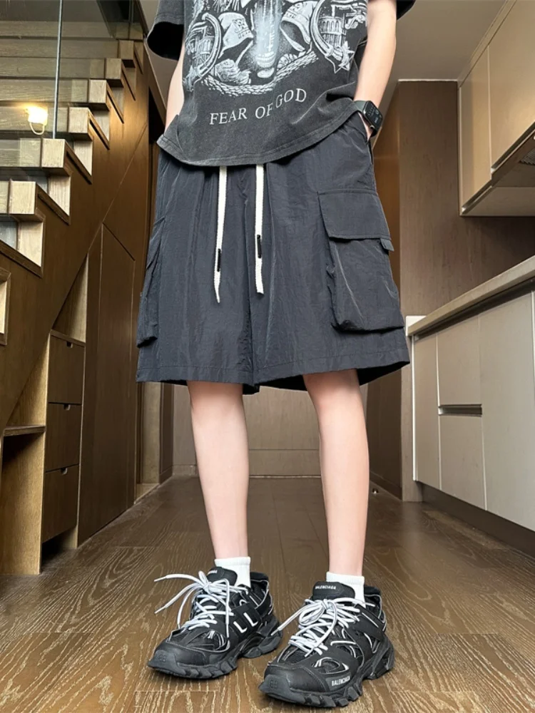 

Men's Summer Thin Casual Spor Workwear orts Loose Straight Fit Five-Quarter Length Pants Faionable Versatile Outerwear