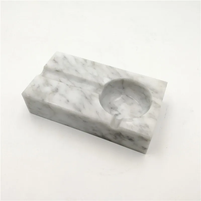 Nordic minimalist natural marble square single groove ashtray home office cigar ashtray soft decoration ornaments