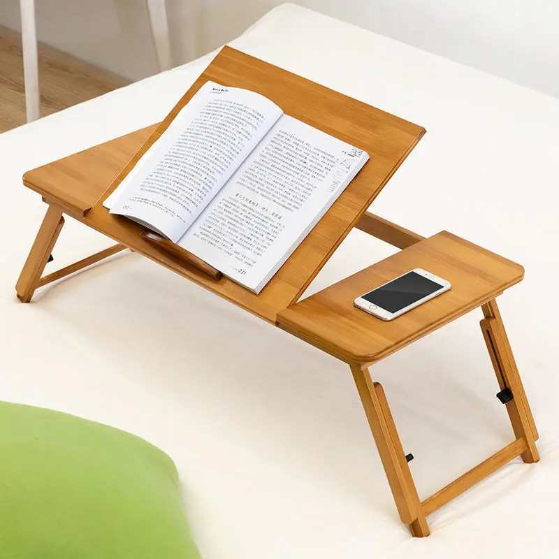 Installation Free Adjustable Height Folding Bedside Laptop Table Dorm Room Bedside Desk Heat Dissipation Lazy Person's Shelf