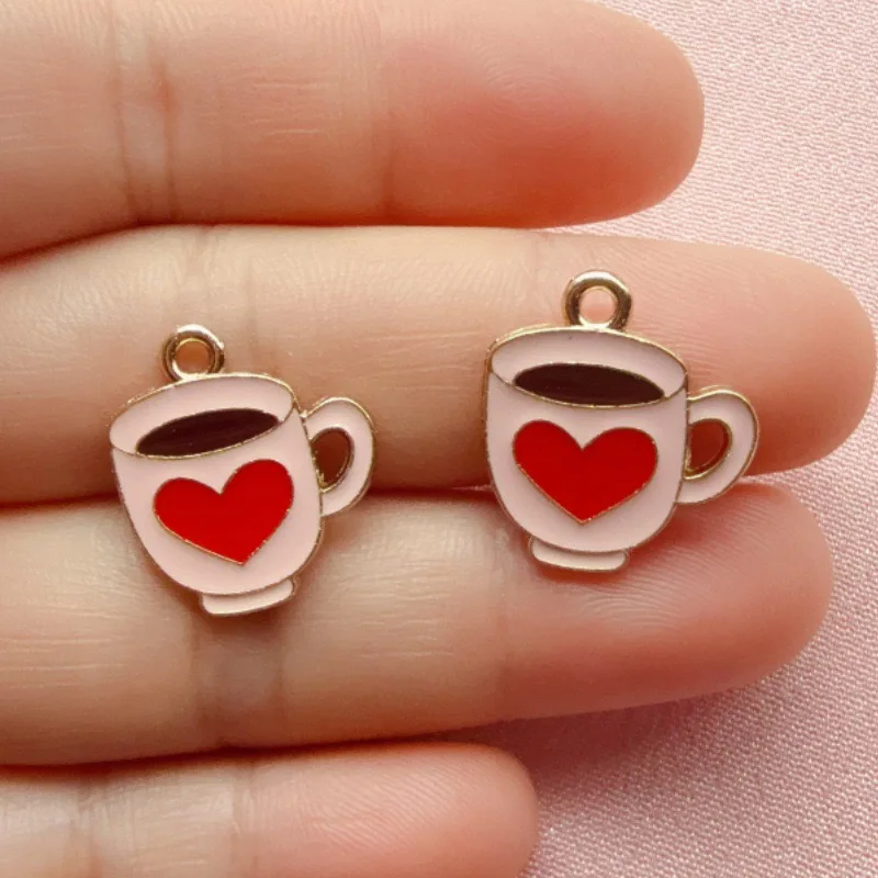 12pcs Colorful Drip Oil Love Coffee Pendant Small Accessories Decoration Creative DIY Bracelet Necklace Earring Pendant - view 3