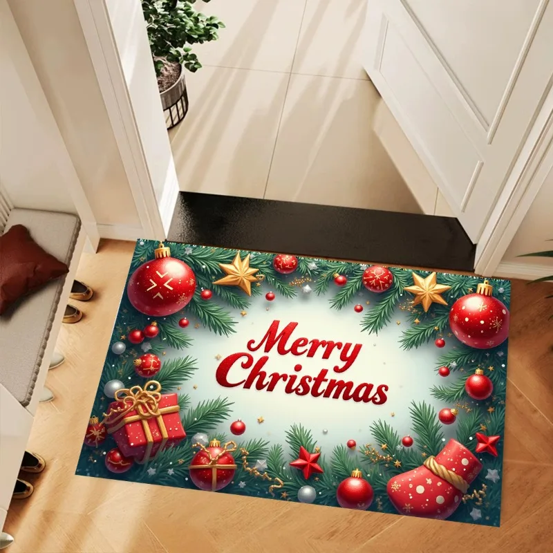RAKKS عيد الميلاد كارول سلسلة احتفالية كريستال المخملية المطبوعة السجاد مدخل القدم حصيرة الحمام الكلمة حصيرة غرفة نوم باب السجاد.