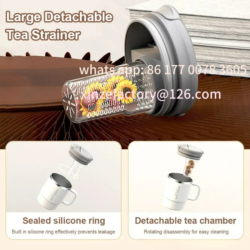 Caneca de café personalizável 550ml, copo térmico de aço inoxidável 304 com filtro de chá e tampa, copo de chá, garrafa de água para presentes, aparelho para bebidas