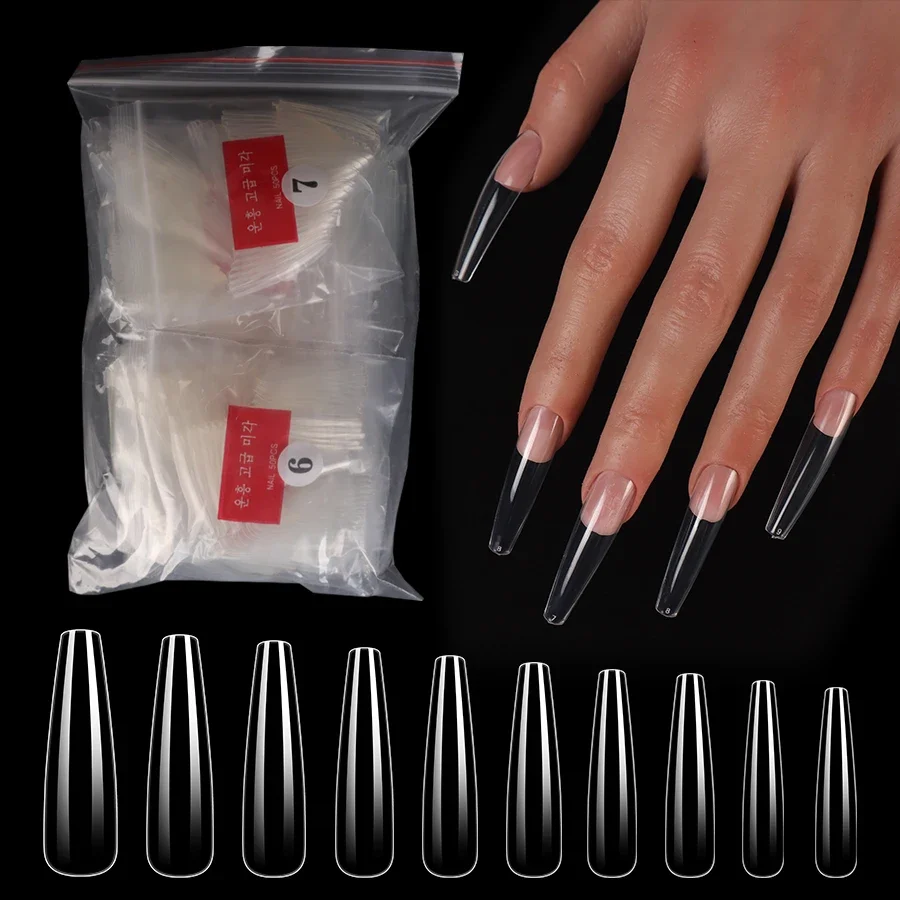 2024 New Low Price Nature Clear Detachable Press on Nails Acrylic Long Trapezoidal False Nails Daily Classic 600pcs