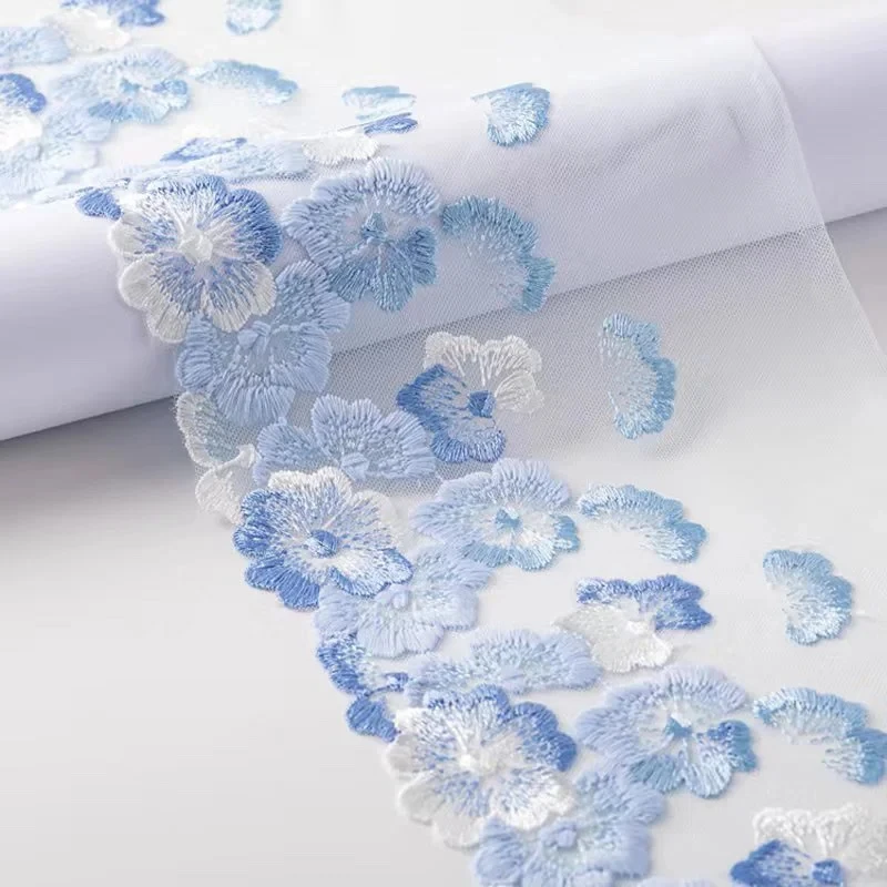 Exquisite And Minimalist Mesh Embroidery Lace Three-dimensional Flower Clothing Design Curtain Accessories 19cm Mesh Lace