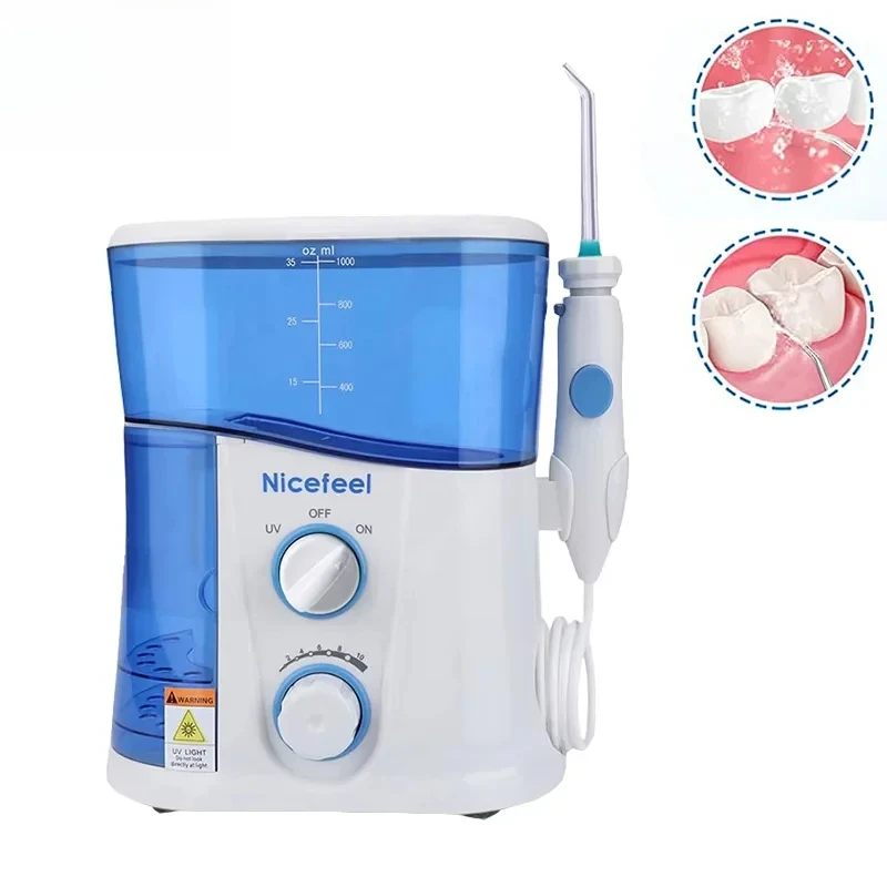 

Professional Water Flosser - 1000ml Large Capacity Oral Irrigator with 7 Nozzles & Teeth Whitening, Dental Water Jet with Ult