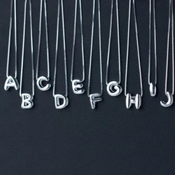 Fashion Personalized 925 Sterling Silver Alphabet Necklace Choker A-Z 26 Initial Letter Name Necklace for Women Charm Jewelry