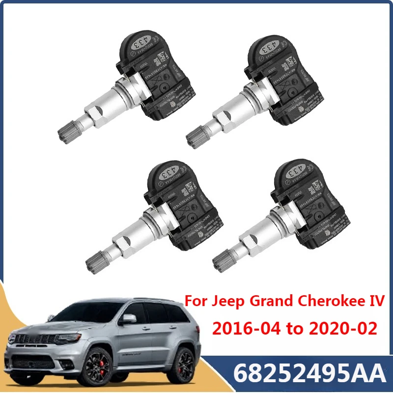 68252495AA Reifen Sensor 4PCS Für Jeep Grand Cherokee IV 2016 2017 2018 2019 2020 TPMS 433MHZ Reifendruck Monitor system