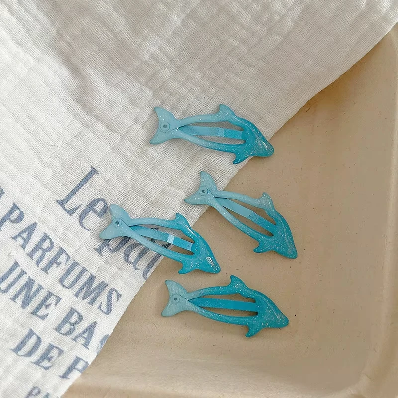 4Pcs Cute Cartoon Dolphin Hair Clip for Women Versatile Bangs BB Clip Hairpin Fashion Side Clip Girls Hair Accessories Gifts