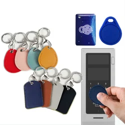 PU Leather Card Holder with Key Ring Water Drop Shaped Key Case Keychain Doorlock Access Control Tags Keyfob Tag ID Card Case