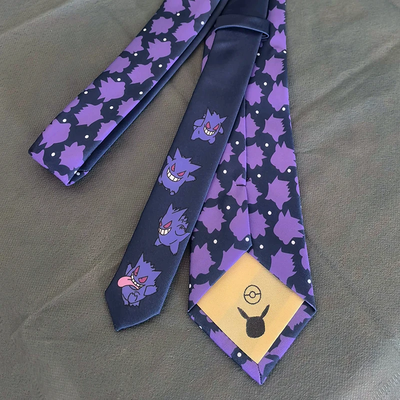 

Новый галстук унисекс Pokemon Purple Gengar Lucario, рождественские подарки, аниме, жаккардовые тканые галстуки, униформа, рубашка, костюм, галстуки, аксессуары