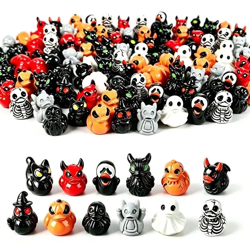 Halloween Mini Resin Duck Figurines Gothic Cute Devil Ghost Skeleton for Desktop Garden Halloween Party Decor Supplies