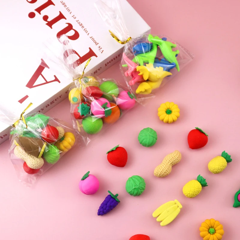 10 buah karet penghapus buah lucu kartun alat tulis baru kreatif kartun Kawaii Mini karet perlengkapan sekolah hadiah anak-anak