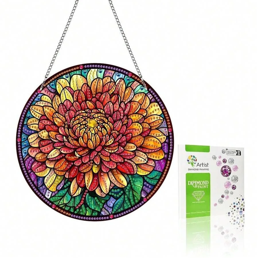 

VAIIEYO Daisy Diamond Art Hanging Ornament Flower Diamond Painting Suncatchers Window Hanging Kit With Chain 7.5x7.5 Inch Cryst
