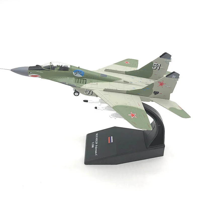 Russian Mig-29 Simulation Alloy 1:100 Scale Diecast Fighter Jet Model With Display Stand For Military Aircraft Collectors Gift