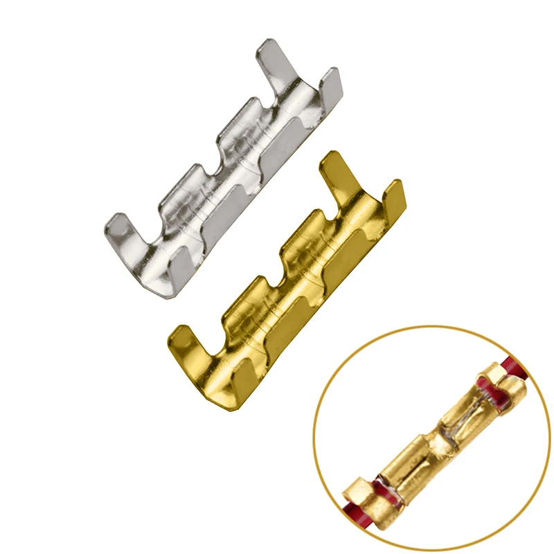 

DJ453 Double U-shaped Parallel Terminal Tab Cold Inserts Connectors Small Teeth Fascia 0.5-1.5mm2 Silver and Golden