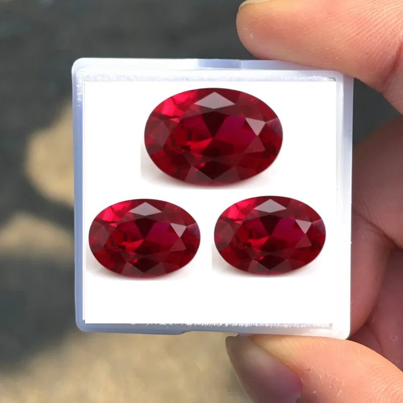 AAAA+ Ruby Pass UV Test Fluorescent Ruby Oval Cut Mohs Hardness Gem for Jewelry Making/Setting/Collection Gem Beads