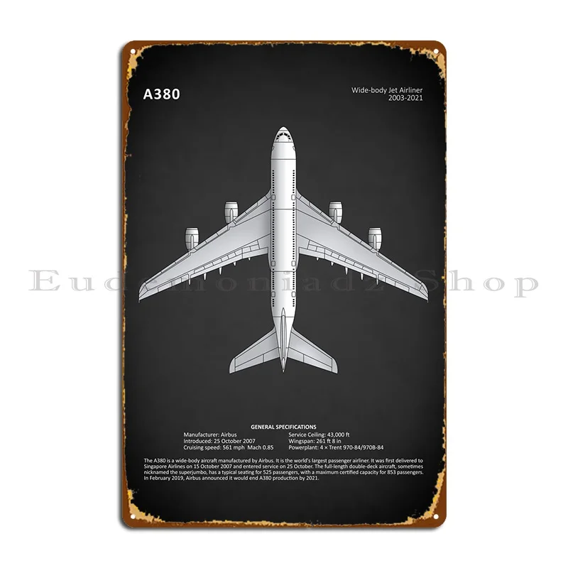 The Airbus A380 Metal Plaque Poster PaintingKitchen Custom Vintage Wall Mural Tin Sign Poster