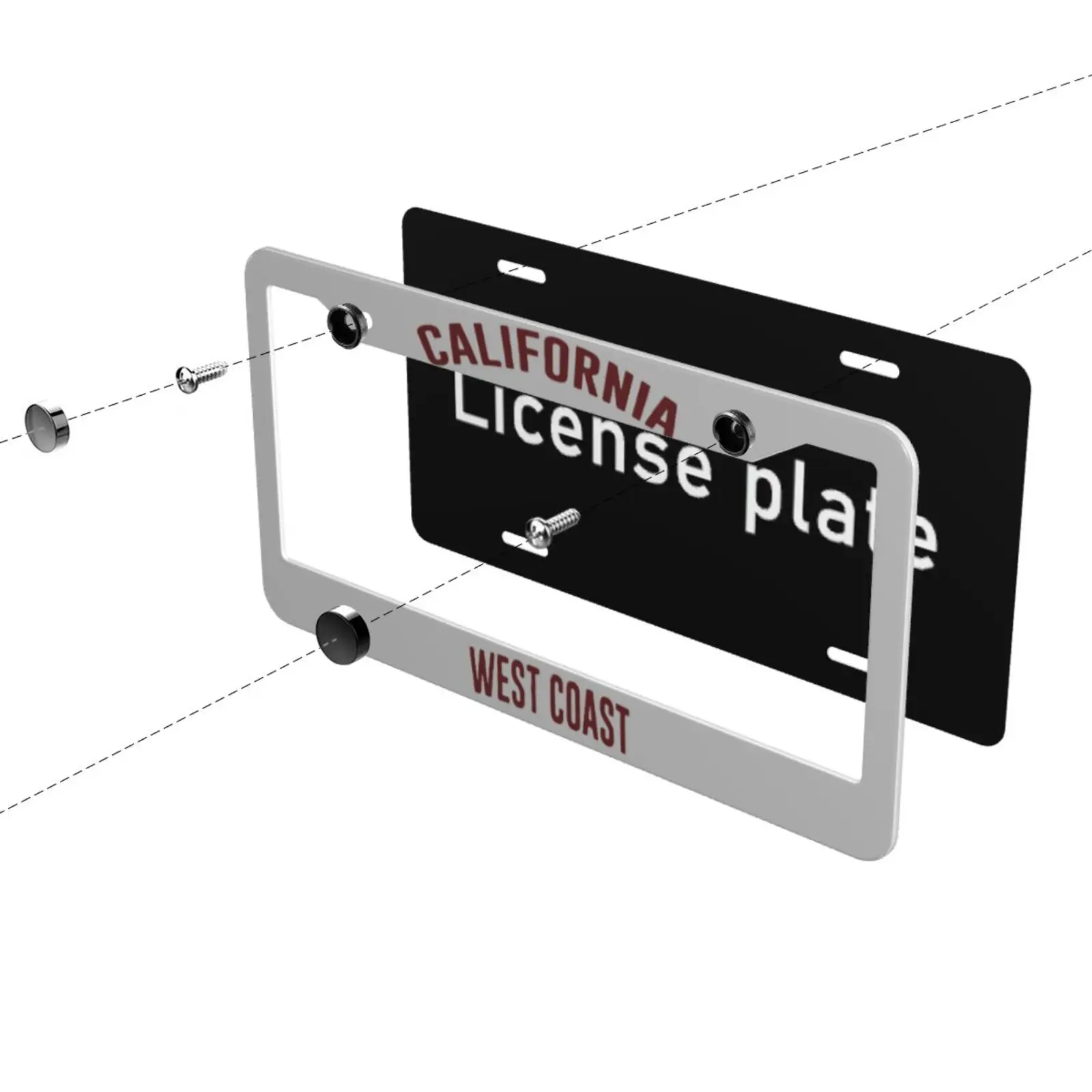 California West Coast License Plate Frames Holder Aluminum Novelty Decorative Protector with Screws Car Decoration Accessories view 6