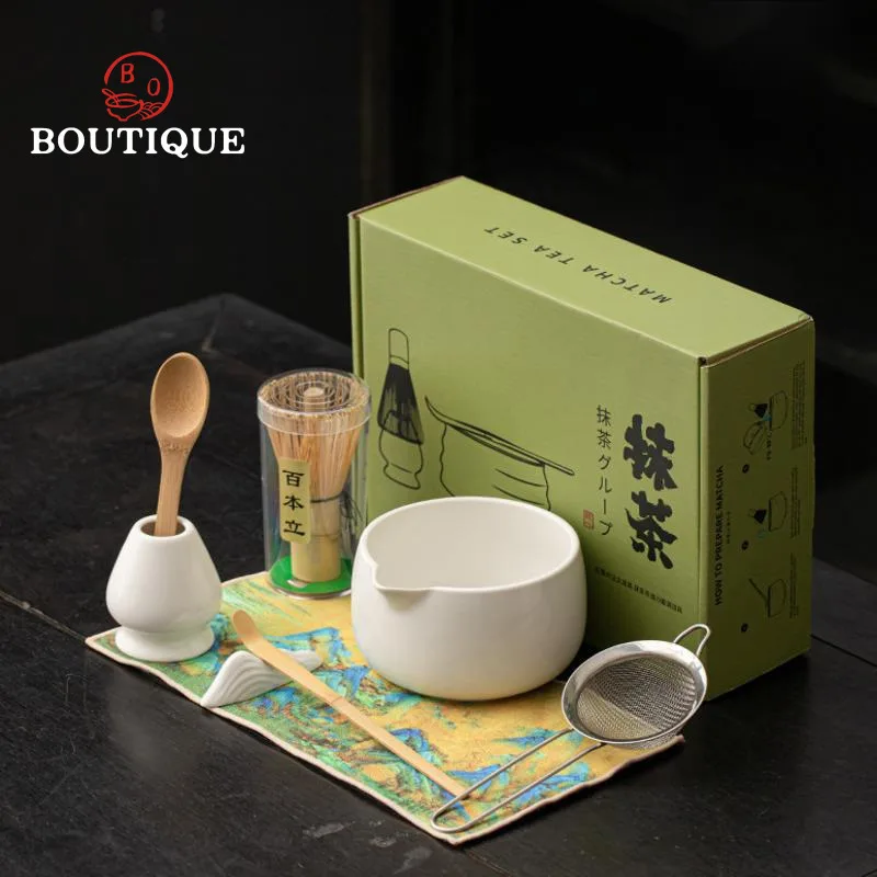 Japanese Matcha Set Chawan Matcha Bowl Tea Set Chasen Matcha Whisk Tool Ceremony Match Kit Tools Accessories Complete Utensils
