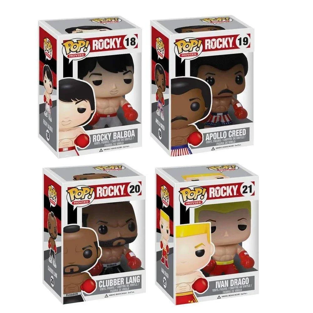 Funko Pop PELÍCAS ROCKY Ivan Drago 21 #   Clubber Lang 20 #    Balboa18 #   Apollo Creed 19 #   Figuras de acción de juguete, colección de PVC, modelo de juguete