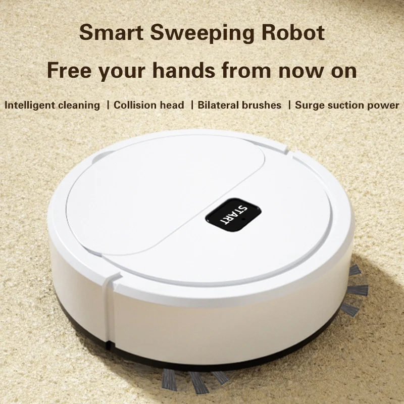 2024 Automatic Portable Mini Home Floor Robotic Vacuum Cleaner USB Rechargeable Wet Dry Three-In-One Sweeping Machine for Home