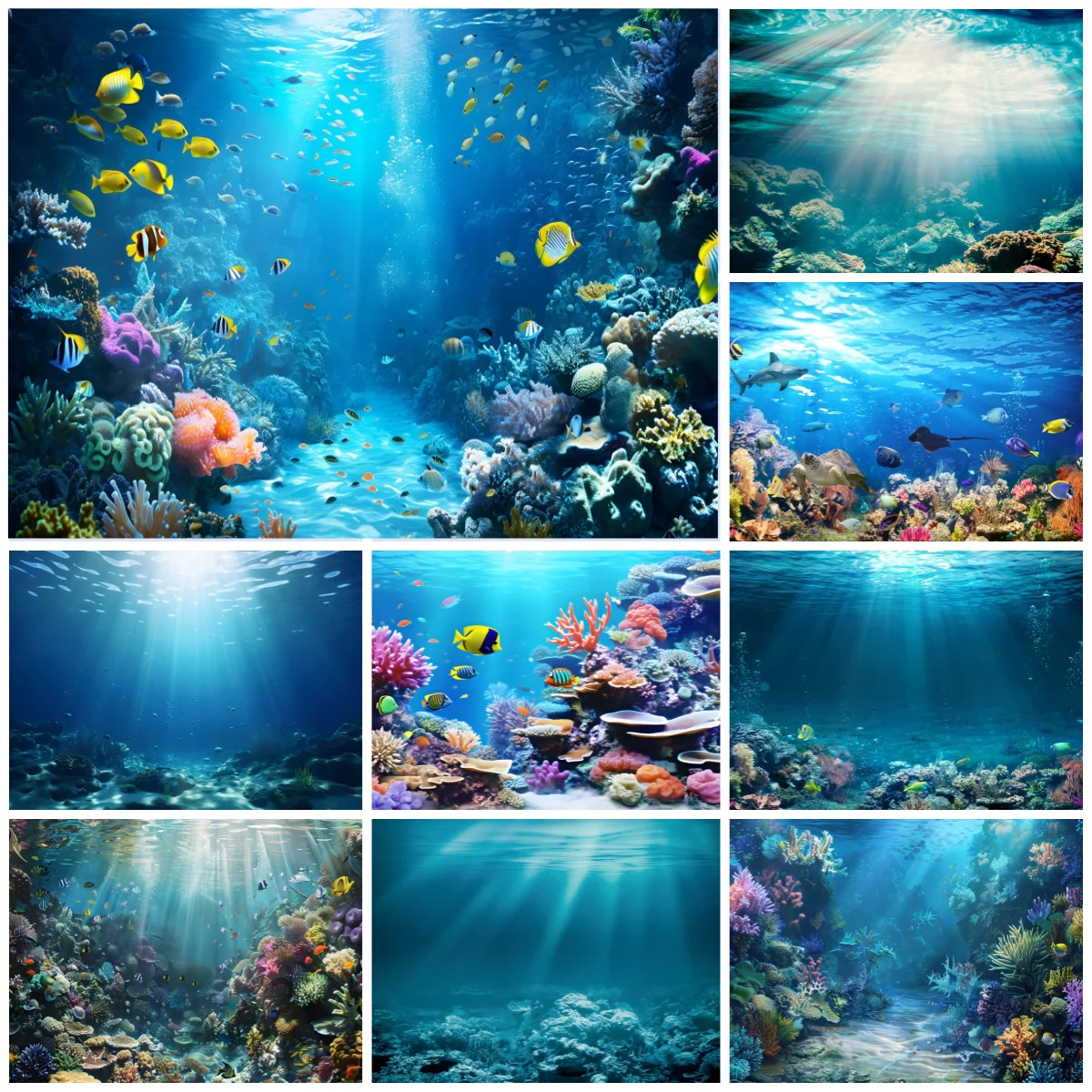 Unterwasserwelt Hintergründe für Fotos Ozean Unterwasserfisch Algen Babyparty Geburtstagsdekorationen Fotografie Hintergrund