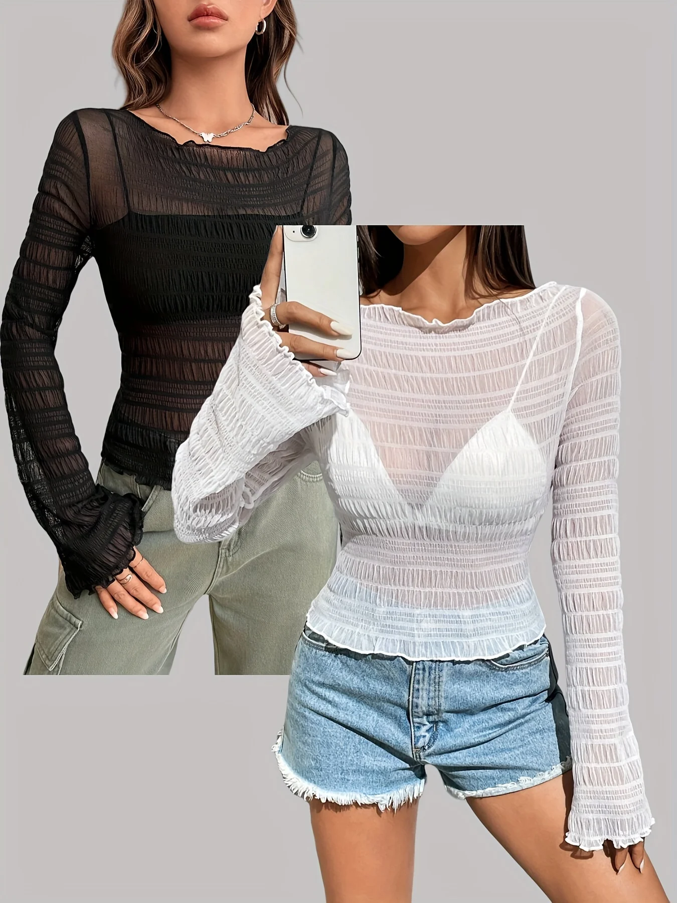 

New fashionable solid color versatile and trendy women's T-shirt two-piece set, no lining